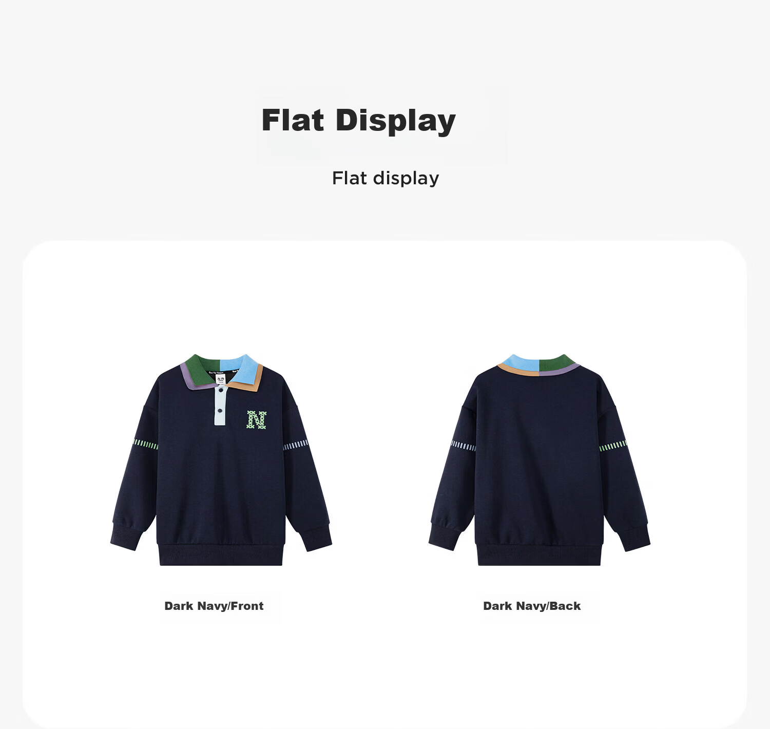 Zuo Xi Boys' Polo Collar Sweatshirt 2026 New College Colorblock Children's Spring Top Deep Navy 170 13